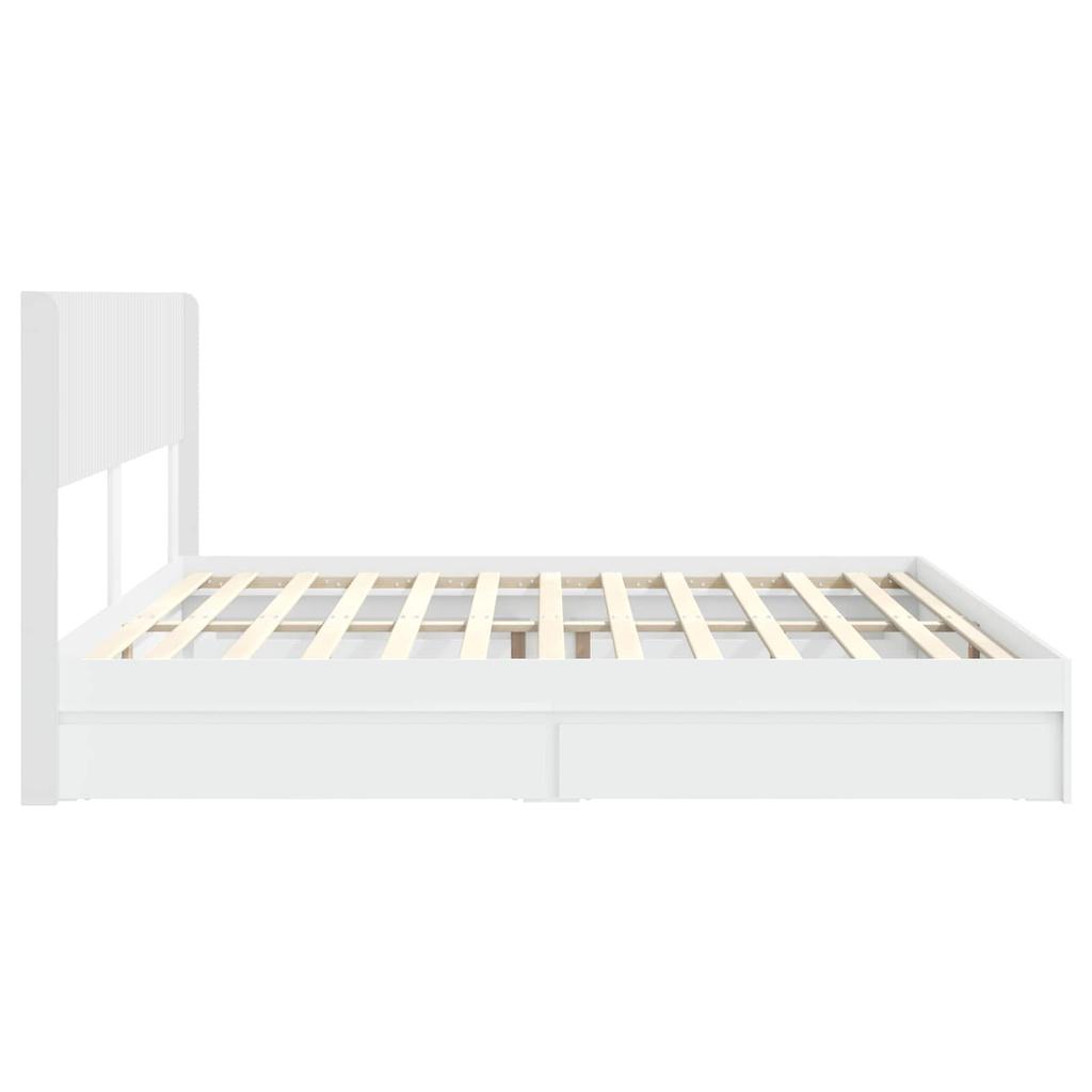 Bed Frame with Storage Space and Headboard White 180 x 200 cm