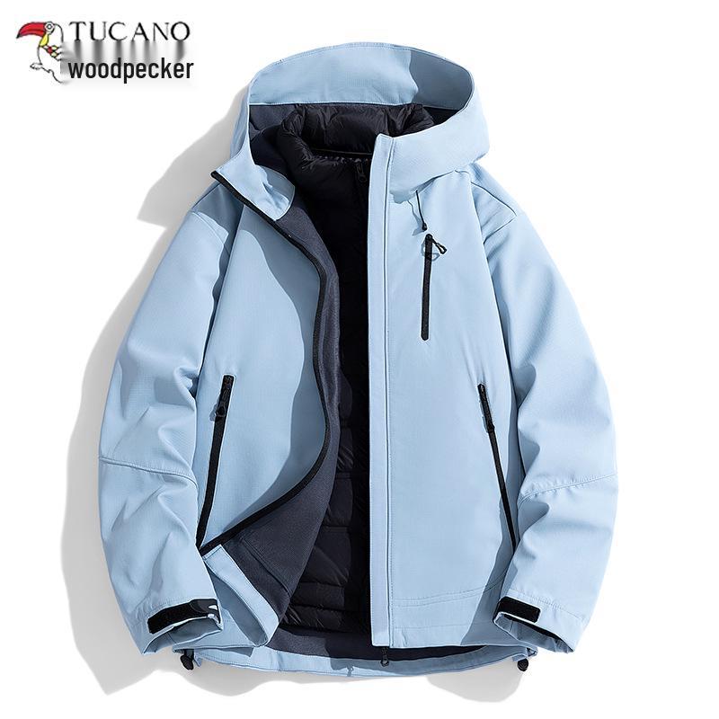Woodpecker 3-in-1 Down Jacket: Unisex Winter Coat with Removable Liner for Outdoor and Mountaineering.