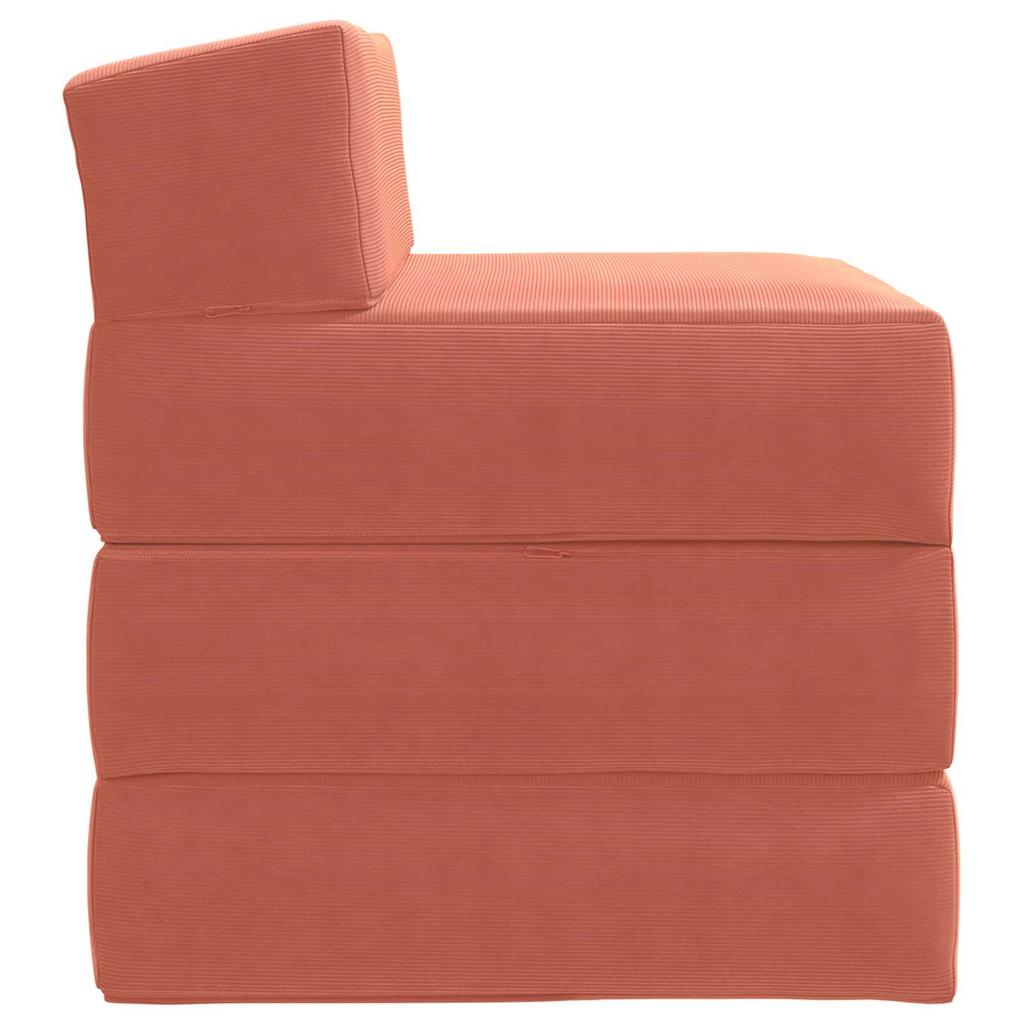 Folding Sofa Bed Red Orange 200 X 70 X 15 Cm Corduroy Fabric