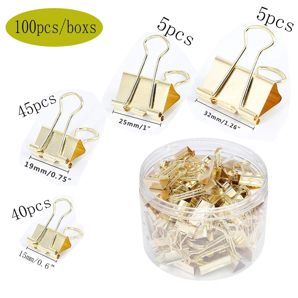 Multicolor Binder Clip Set: Long-tail, Black Metal Clips for Stationery & Paper