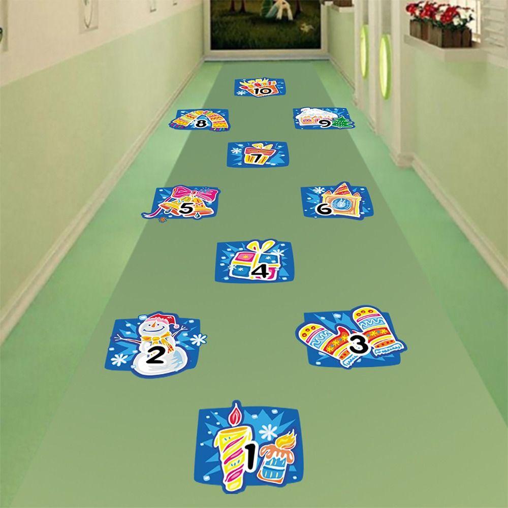 Self-adhesive Hopscotch Game Floor Stickers PVC Wall Art  Kindergarten Ornament