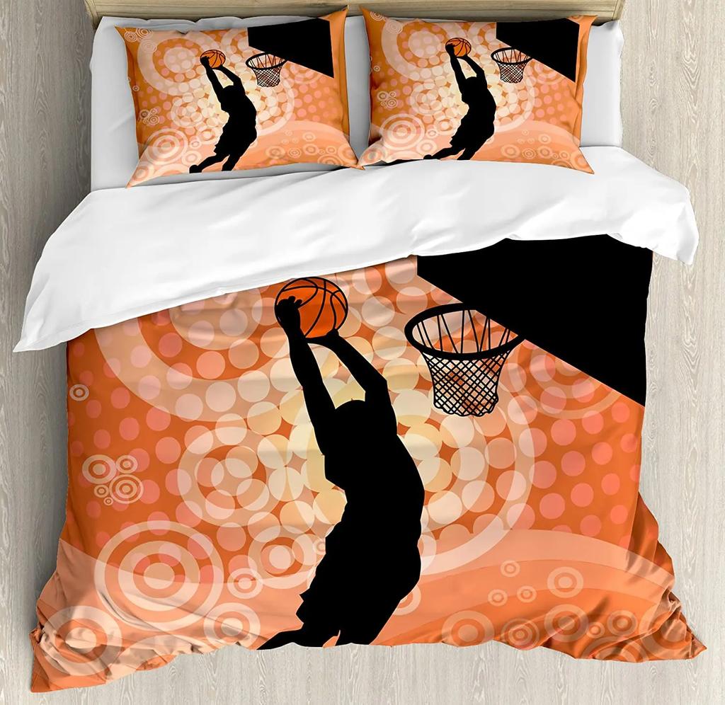Flame Basketball Ball Box Printed Comfort Duvet Cover Pillow Case Home Textile Quilt Cover Boy Kid Teen Girl 3pcs Bedding Set