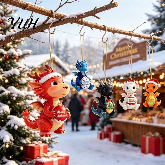 24 Days Surprise Ornaments 2026 Dragon Advent Calendar, Funny Baby Figures Christmas Countdown Cute for Tree 2D Acrylic Cartoon Xmas Tree, Home Decor
