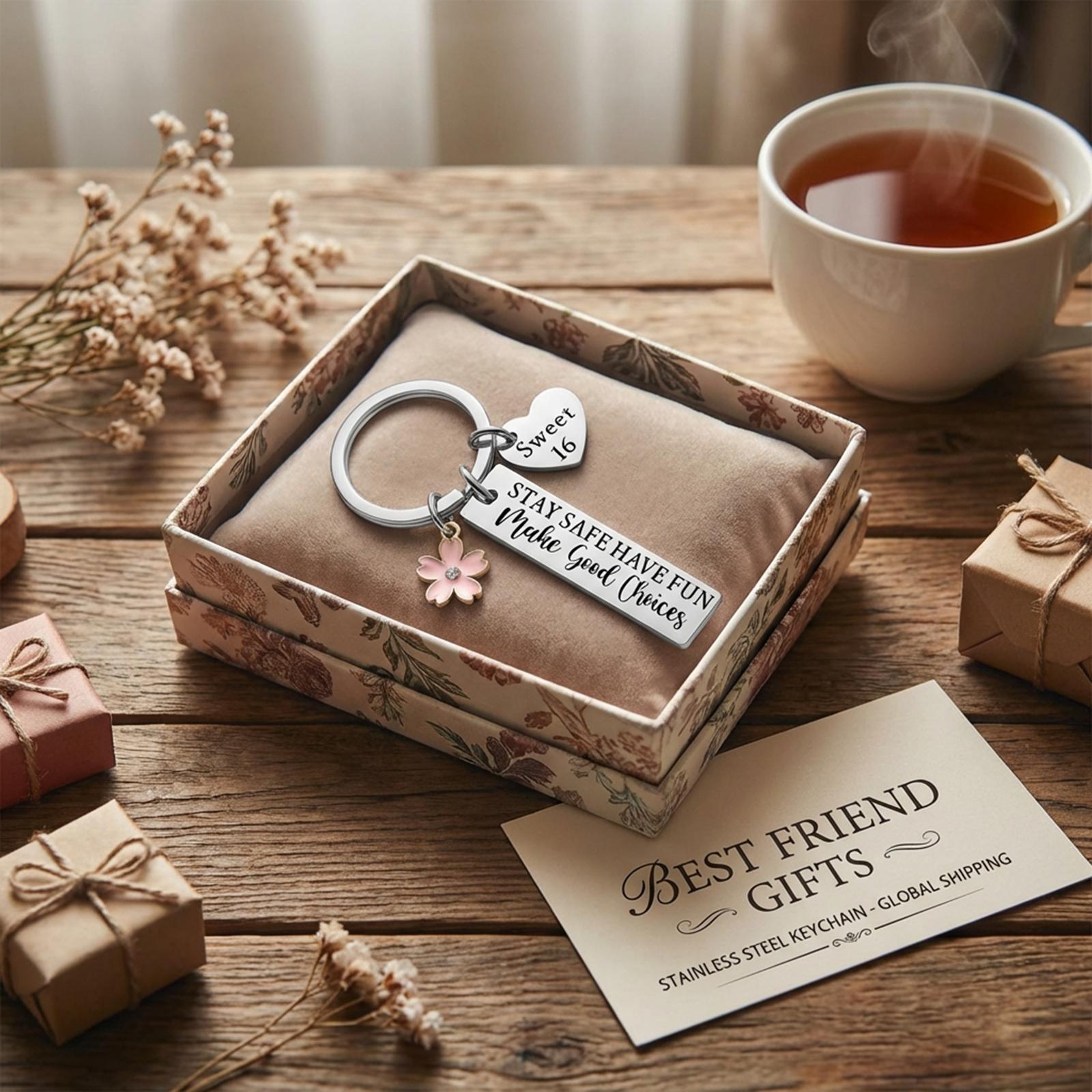 Elegant Not Sisters By Blood Key Holder Stainless Steel Key Chain Friendship Keychain For Everyday Carry