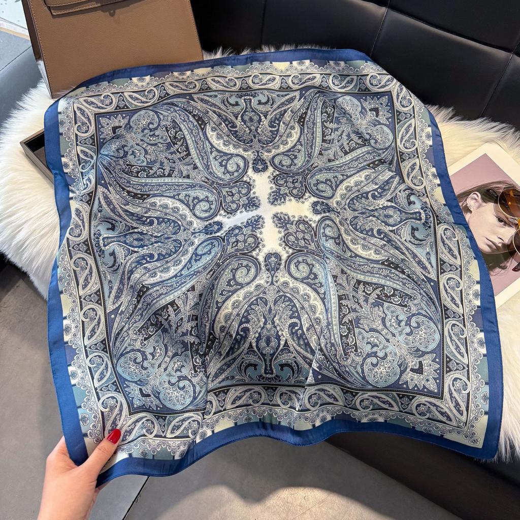 70Cm Silk Scarf Women'S French Elegant Small Cashew Print Scarf Small Square Scarf With Headscarf
