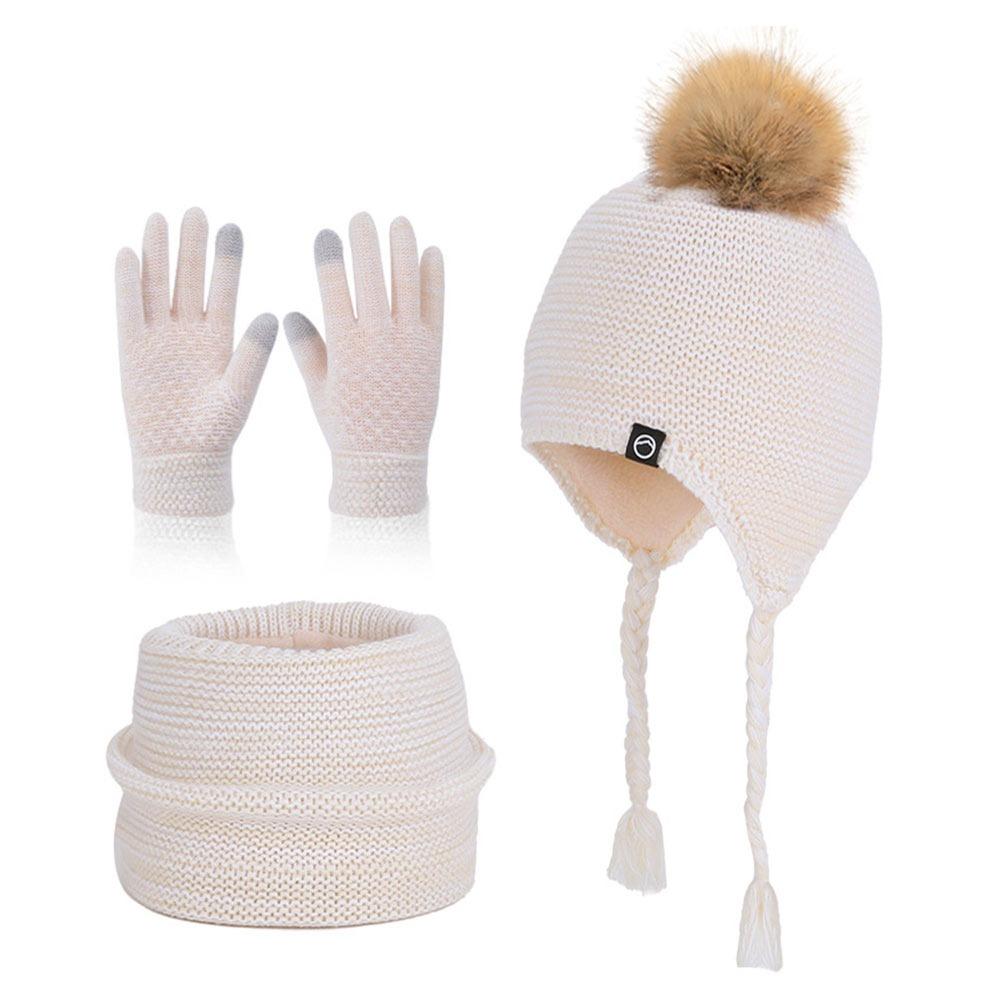 Windproof Toddler Bonnet Plush Beanies Hat Fashion Pompom Knitted Hats Outdoor
