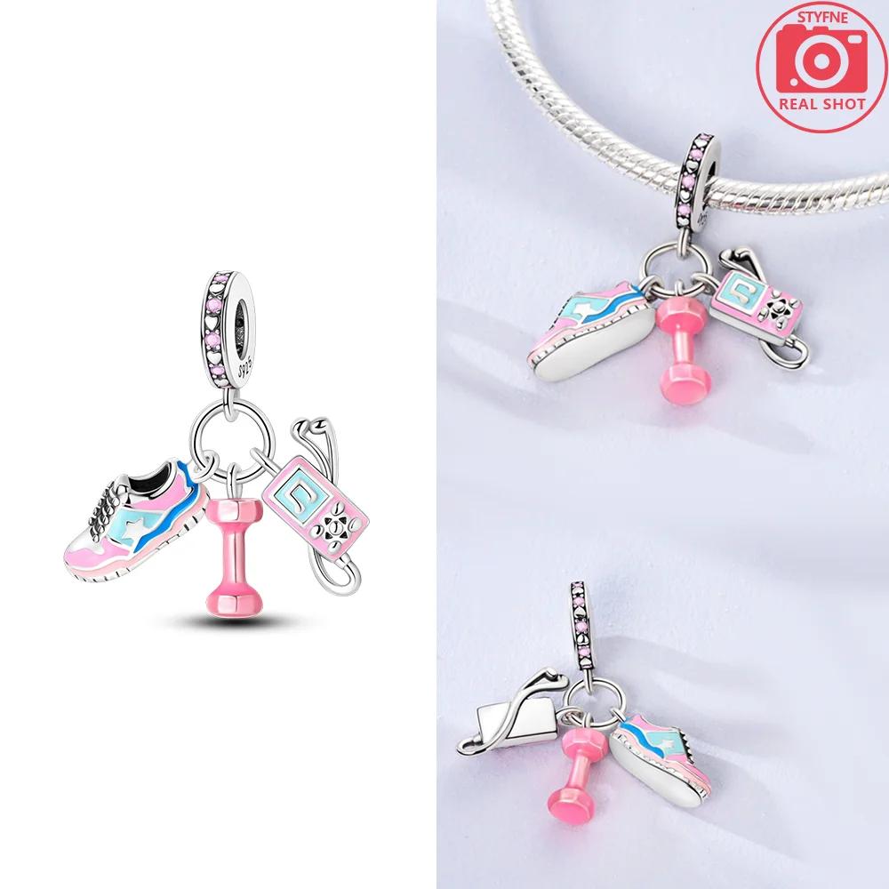 Pendant Charms Beads Original Copper Pink High Heels Girl'S Suitcase Airplane Fit Bracelet Delicate Women Diy Holiday Gift