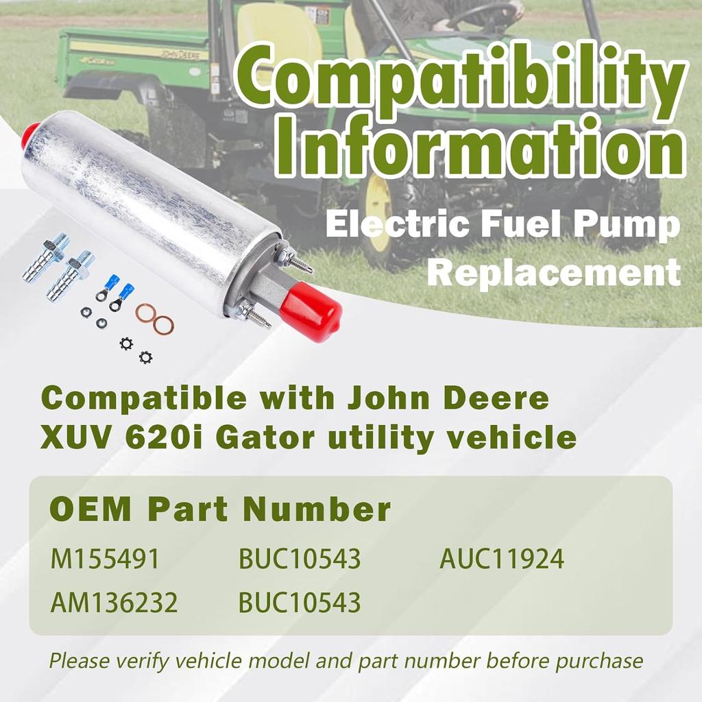 BUC10543 Electric Fuel Pump Compatible with John Deere 620i Utility Gator XUV OE# M155491, BUC10543, AUC11924, AM136232