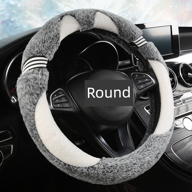 Southeast DX7 Southeast V6 Lingshi V5plus Lingzhi V3 Lingyue DX3 Car Steering Wheel Cover Plush Grip Cover for Winter Cat-Plush Style-Round-White