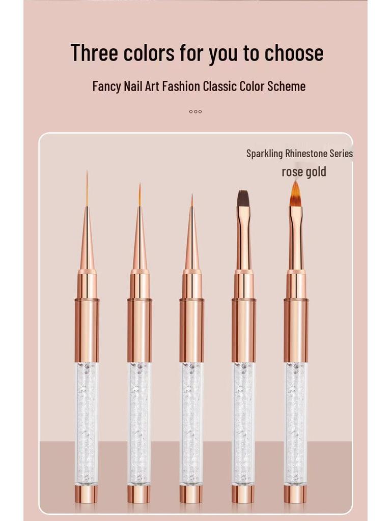 Top-Selling White Handle Rose Gold Ferrule Nail Art Brush with Daisy Phototherapy Carving Tip