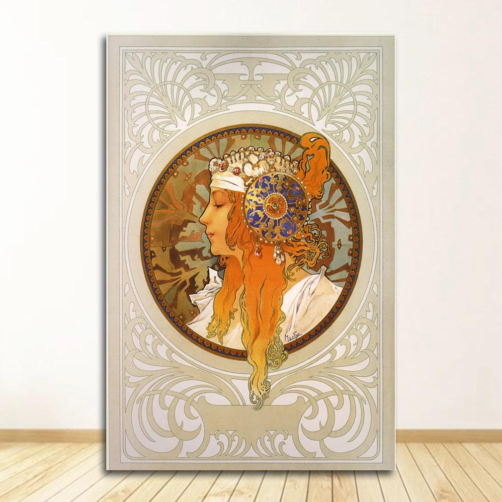 Vintage Alphonse Mucha Classic Artwork Nouveau Art Poster and Prints Canvas Painting Wall Art Pictures for Home Room Decor