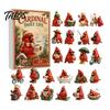 Christmas Tree Holiday Decorations Acrylic Advent Calendar Box with 24 Bird Themed Hanging Ornaments, Countdown Festive Decoration for Home Window And