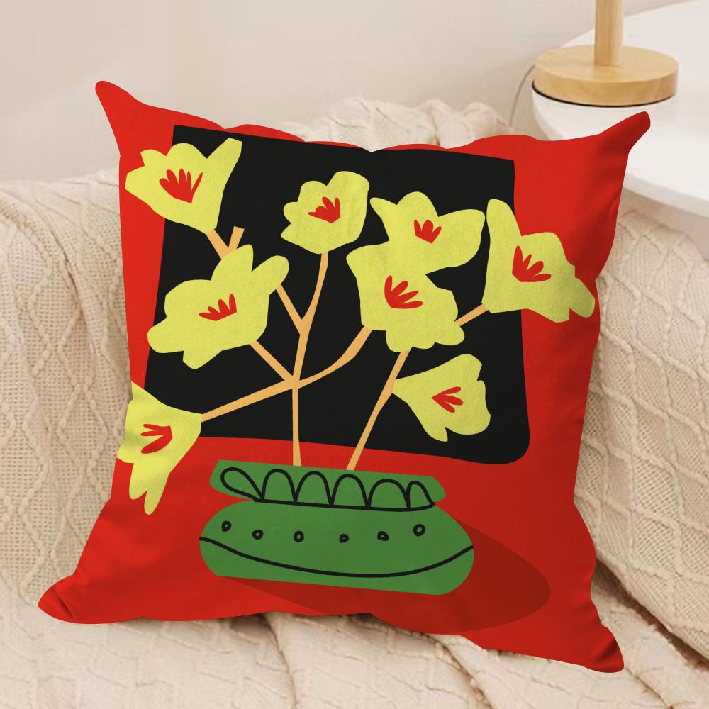 Plants and Flowers Cushion Cover Soft Plush Fabric Double-Sided Printed Sofa Cushion Cover for All Seasons Home Decor Gift