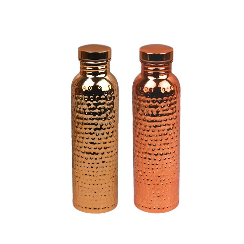 Heiß 800ML Kupfer Trinkflasche Hämmer Muster Auslaufsicher Sport Wasserflasche Outdoor Radfahren Fitnessstudio Fitness Reise Trinkbecher li