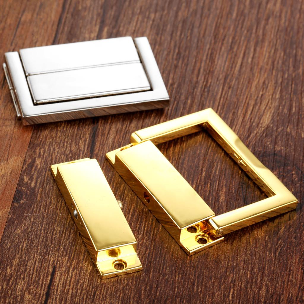 DRELD 2 Pièces Serrure Boîte Dorée/Argentée Loquet à Bascule Loquets pour Boîte à Bijoux Valise Boucle Clip Fermoir Quincaillerie de Meuble +Vis