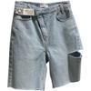Women's High Waist Ripped Denim Shorts - Slimming Five-Point Style for 2024