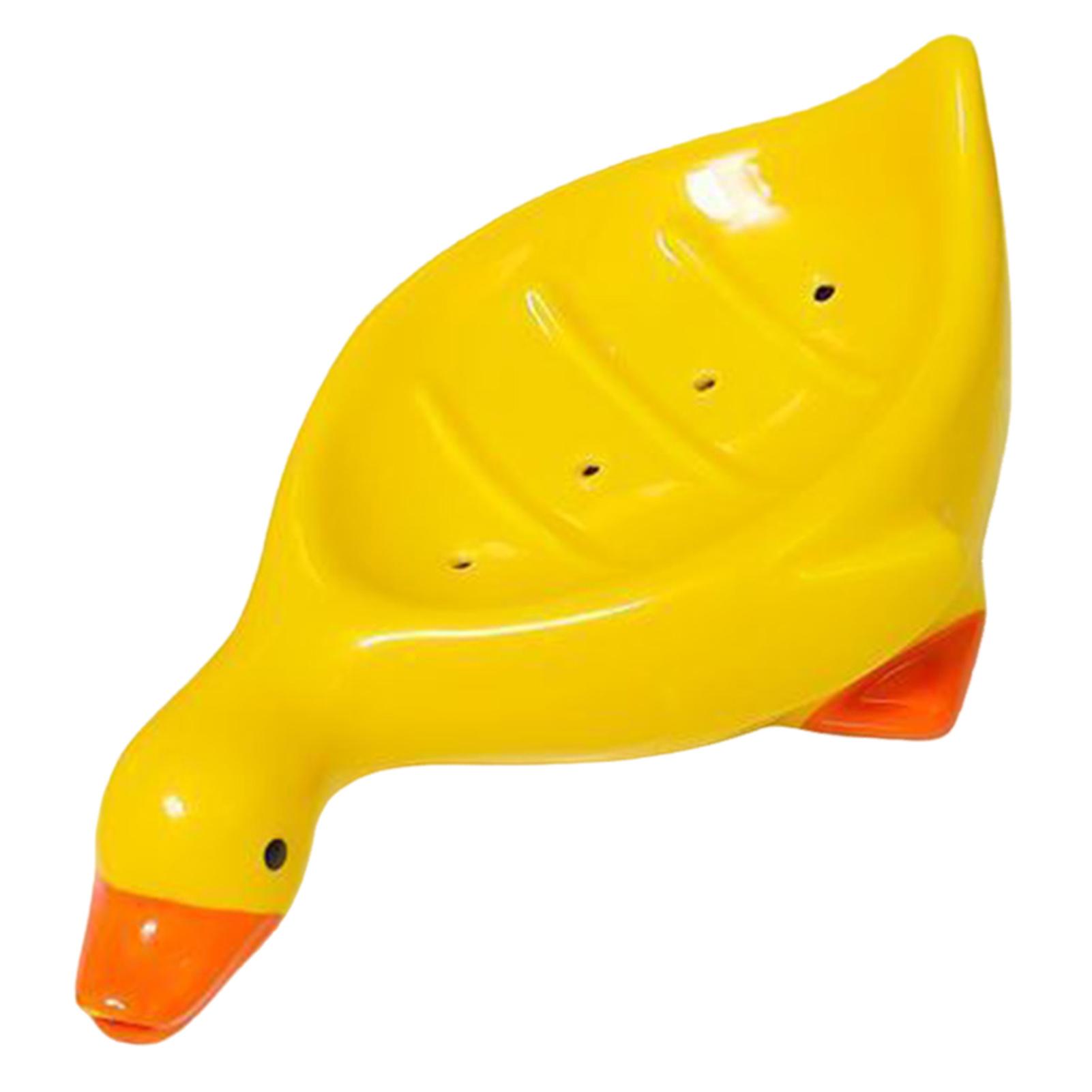 

1pcs Duck Shaped Soap Holder Bathroom Decor Non Slip Soap Box With Drain Holes Fast Drying Yellow Cute Soap Dish For Sink жовтий