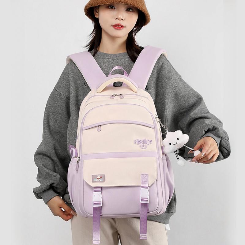 2025 New High School Student Nylon Waterproof School Bags Widen Shoulder Strap Large Capacity Backpacks Lightweight Durable Outdoor Travel Rucksacks
