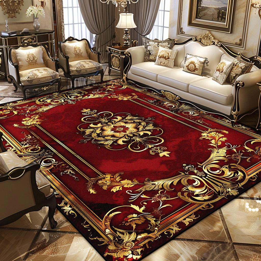 

Розкішний Перський Ретро Килим Європейська Декорація Легко Чиститься Нековзкий Килим Великих Розмірів для Вітальні Спальні Гардеробної Миється М який Килимок 200*250cm