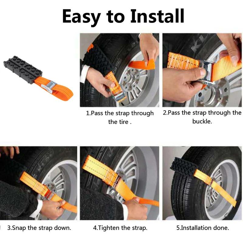 1 PC Car Tire Chain Straps for Snow Mud Ice Emergency Anti-Skid PU Blocks