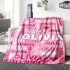 Repeating 'Olivia' With Hearts On Pink Background Lightweight Customizable Blanket Personalized Name Comfortable Texture Great For Sofa Couch Office