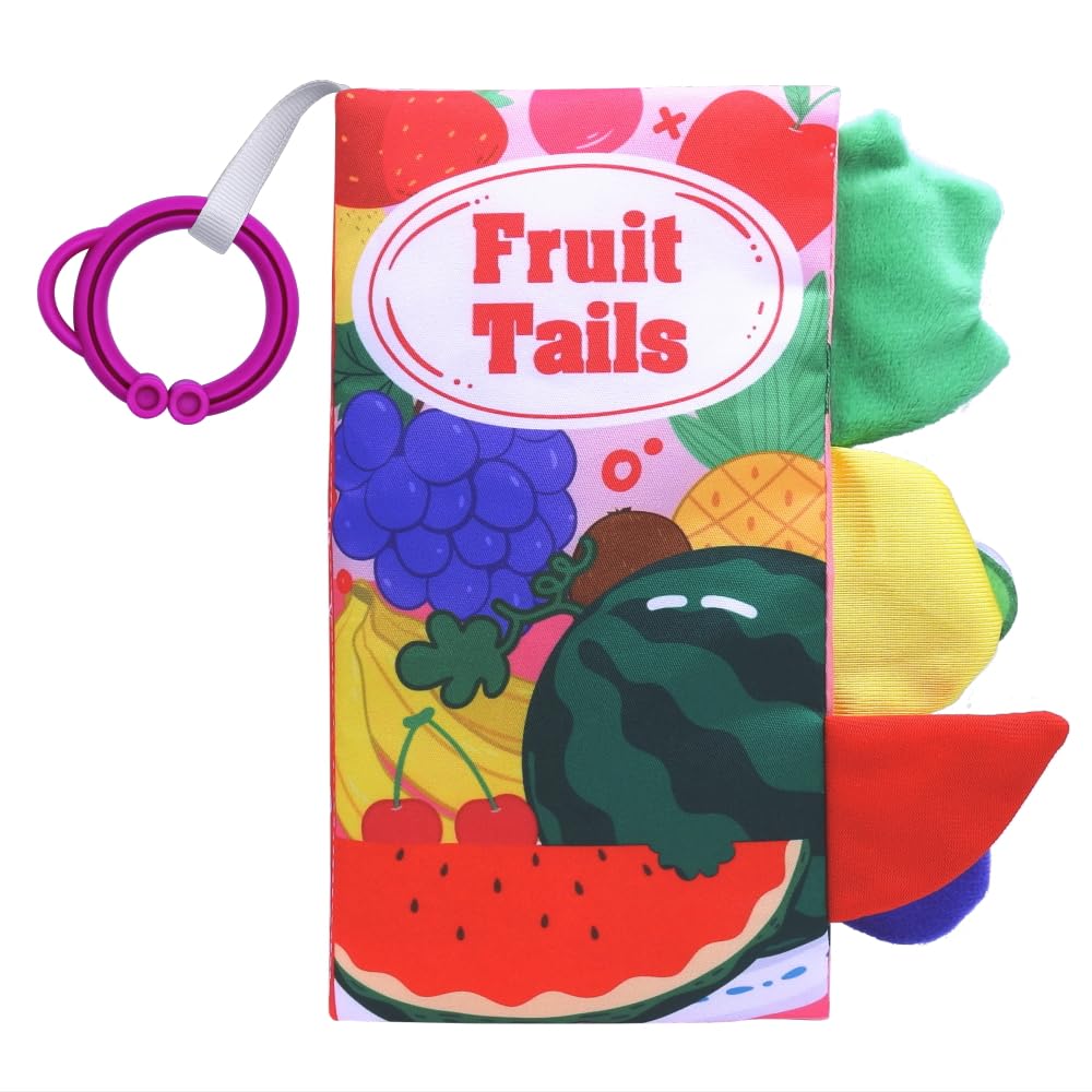 Yufirie Fabric Picture Book for Babies and Finger Baby Fruit Tails Newborns, Play, Gift, Washable, Sound-Making,