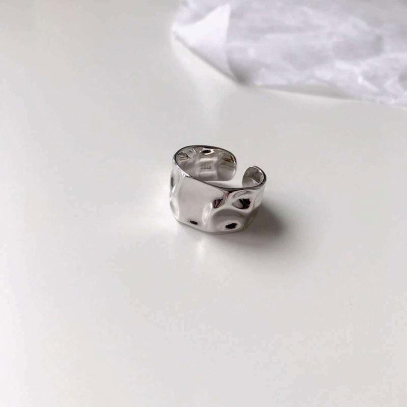 Korean Style Wide Band Retro Women s Irregular Open Ring - Trendy Index and Pinky Ring, Simple Fashion Adjustable Open