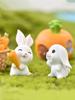 4PCS-Miniature Rabbit Model Mini Bunny Figurine Desktop Garden Landscape Ornament Resin Craft Easter Cute Home Office Decor Supp