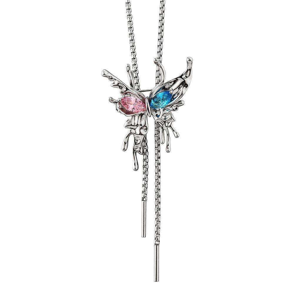 

Ощущение свитера с бабочкой-цепочкой, темпераментное универсальное ожерелье, длинное регулируемое ожерелье с кисточками, ювелирное изделие, подарок