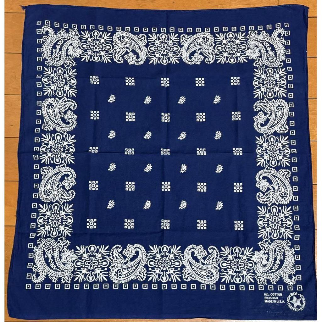 Used VINTAGE BANDANA USA CLOTH PAISLEY JAY ADAMS 80s NAVY