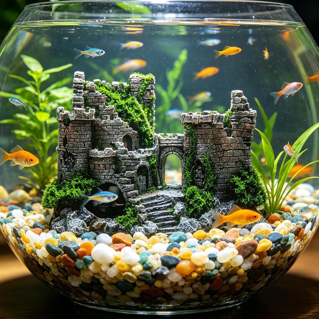 Fish Decorations For Tank Resin Vintage Betta Cave Castle Fish Tank Accessories Decorations For Saltwater Freshwater Home Indoor