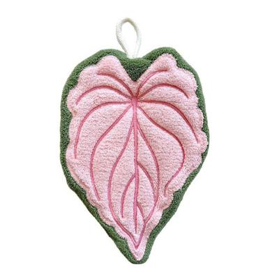 Yousheng Hand Towel Leaf Shape Hanging Design Kitchen Hand Towel Thick Absorbent Reusable Portable Towel Bathroom Kitchen Accessories