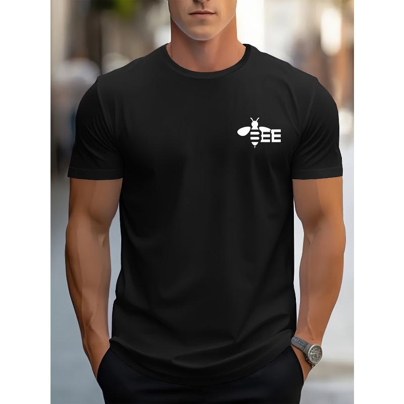 

Summer Fashion Casual Bee EE Letter Round Neck T-Shirt,Oversized, Cool S чёрный