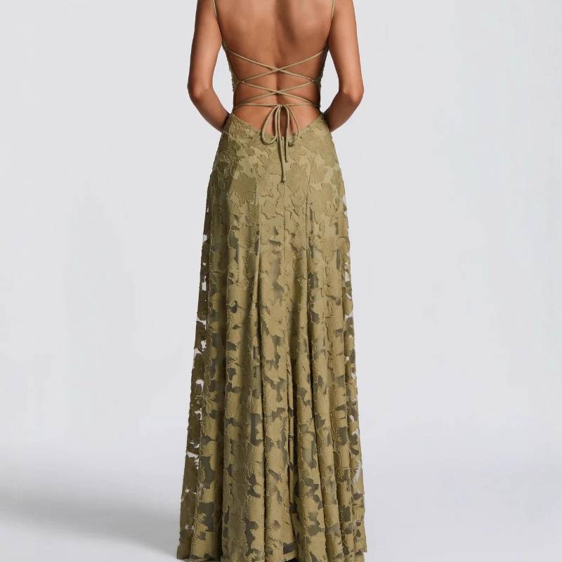 French Lace Cami Dress With Geometric Pattern For Casual Summer Vacation