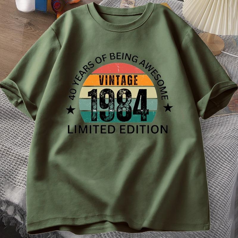 40th Birthday Women Tshirt Made In 1984 Vintage Tshirt 40 Years Old T Shirts for Unisex Casual Short Sleeve Unisexs Clthing Oversized