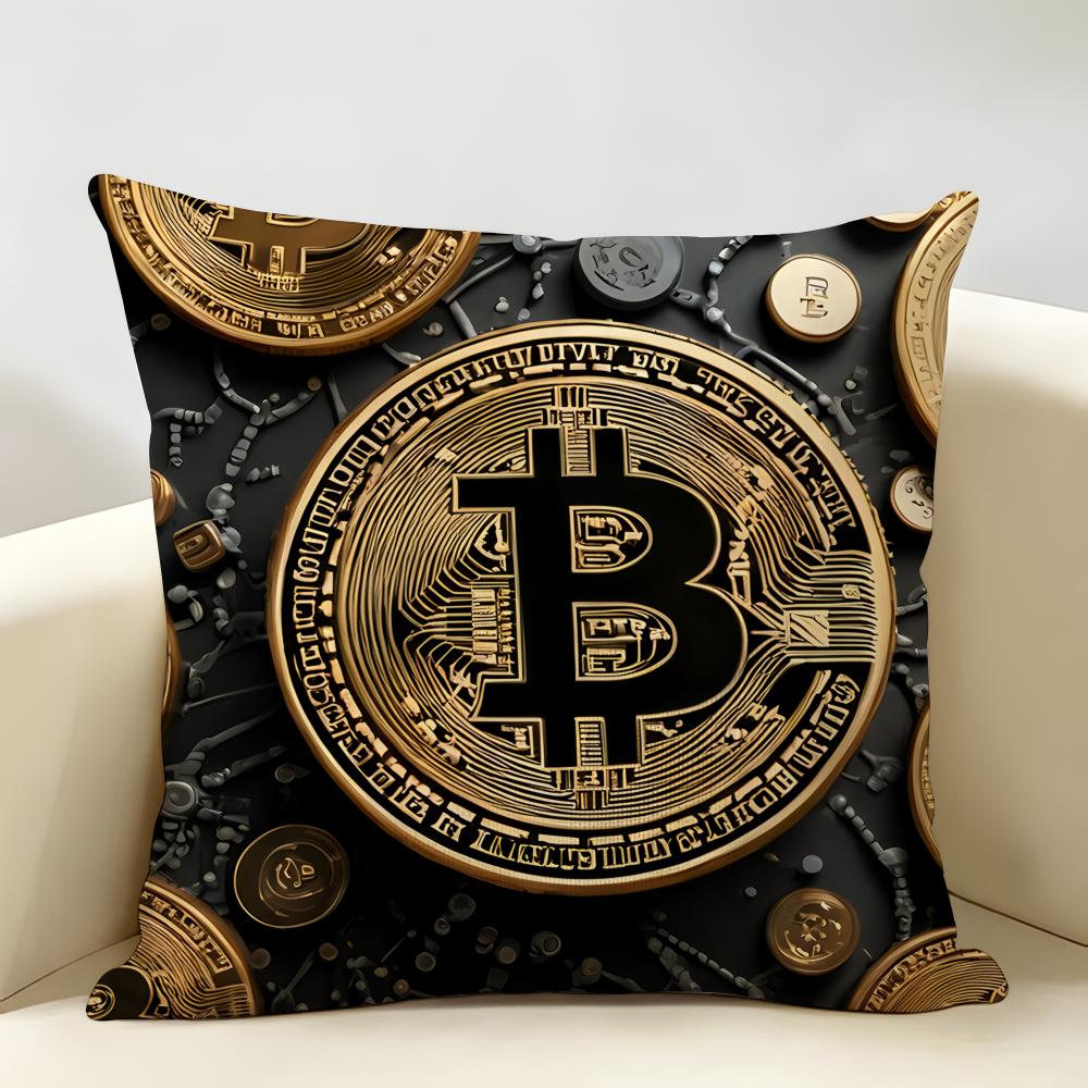 Cool Bitcoin Fashion Luxury Cushion Cover Natural Linen Organic Fabric DoubleSided Printing Room Sofa Decor Pillow Case