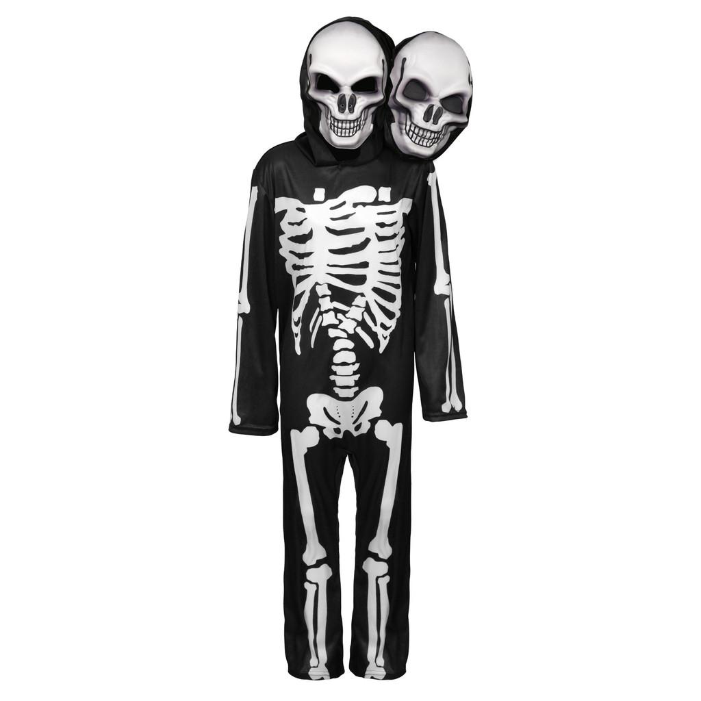 Halloween Double Head Skeleton Costume Cosplay For Kids Theater Performance