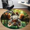 1pc Tiger Cub Print Carpet for Office Non-Slip, Round Carpet, Soft & Comfortable, Carpet for Office, Lightweight Round Floor Mat