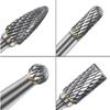 8pcs Tungsten Steel Grinding Head 6mm Carbide Mini Drill Diamond Burs Material Accessories Rotary File Metal Milling Cutter Tool