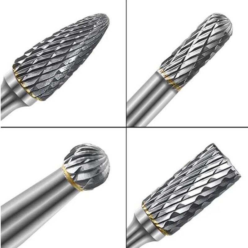 8pcs Tungsten Steel Grinding Head 6mm Carbide Mini Drill Diamond Burs Material Accessories Rotary File Metal Milling Cutter Tool
