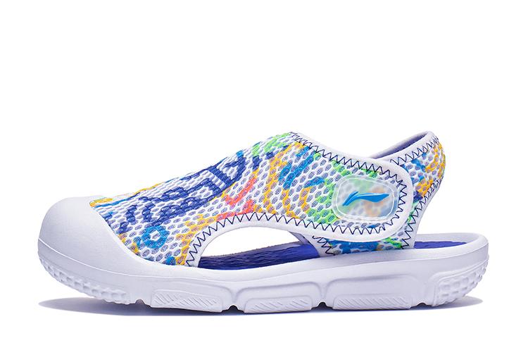 Li Ning YOUNG Tracing Huiyou 2.0 Children s Sandals Standard White/Fresh Fruit Yellow/Bright Royal Blue Kids YKKT014-3 31