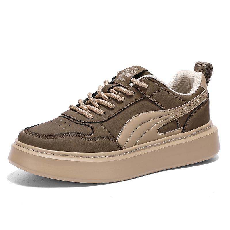 

Fashion Casual men s board shoes Trendy thick bottom height increasing style Outdoor leisure street Daily handsome youth sports shoes 39 коричневый