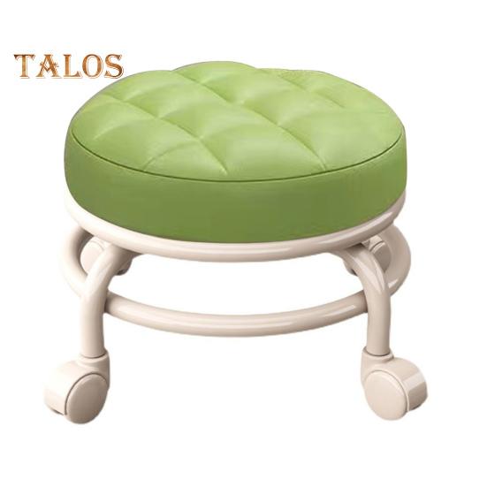 Низкий табурет на роликах с колесами вращающимися на 360 градусов подушка из искусственной кожи с губчатым наполнителем современный круглый табурет на роликах для домашнего офиса и магазина зелёный 1300₽