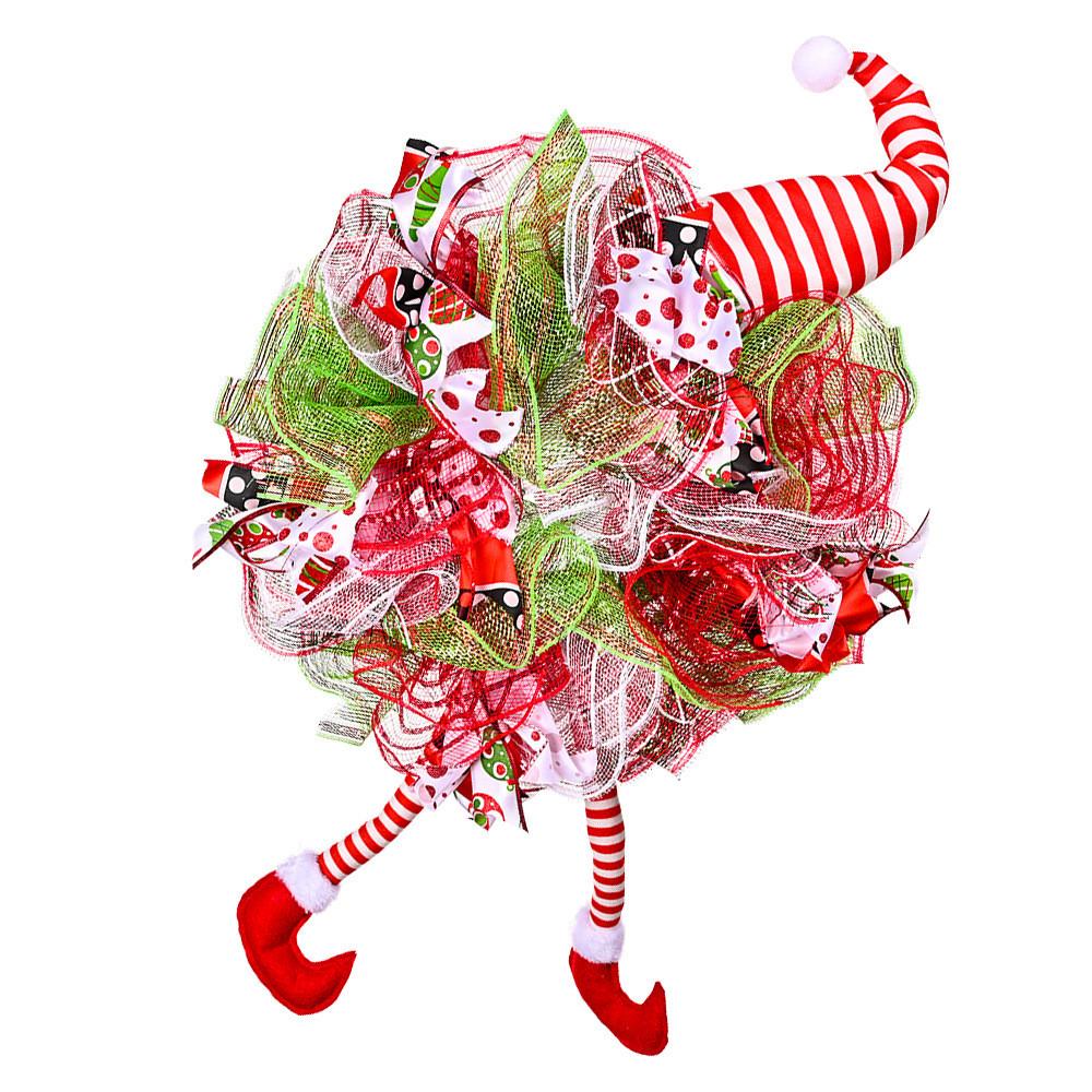 

Красочный рождественский венок эльфа, декоративное рождественское украшение, идеально подходящее для праздничных экспозиций