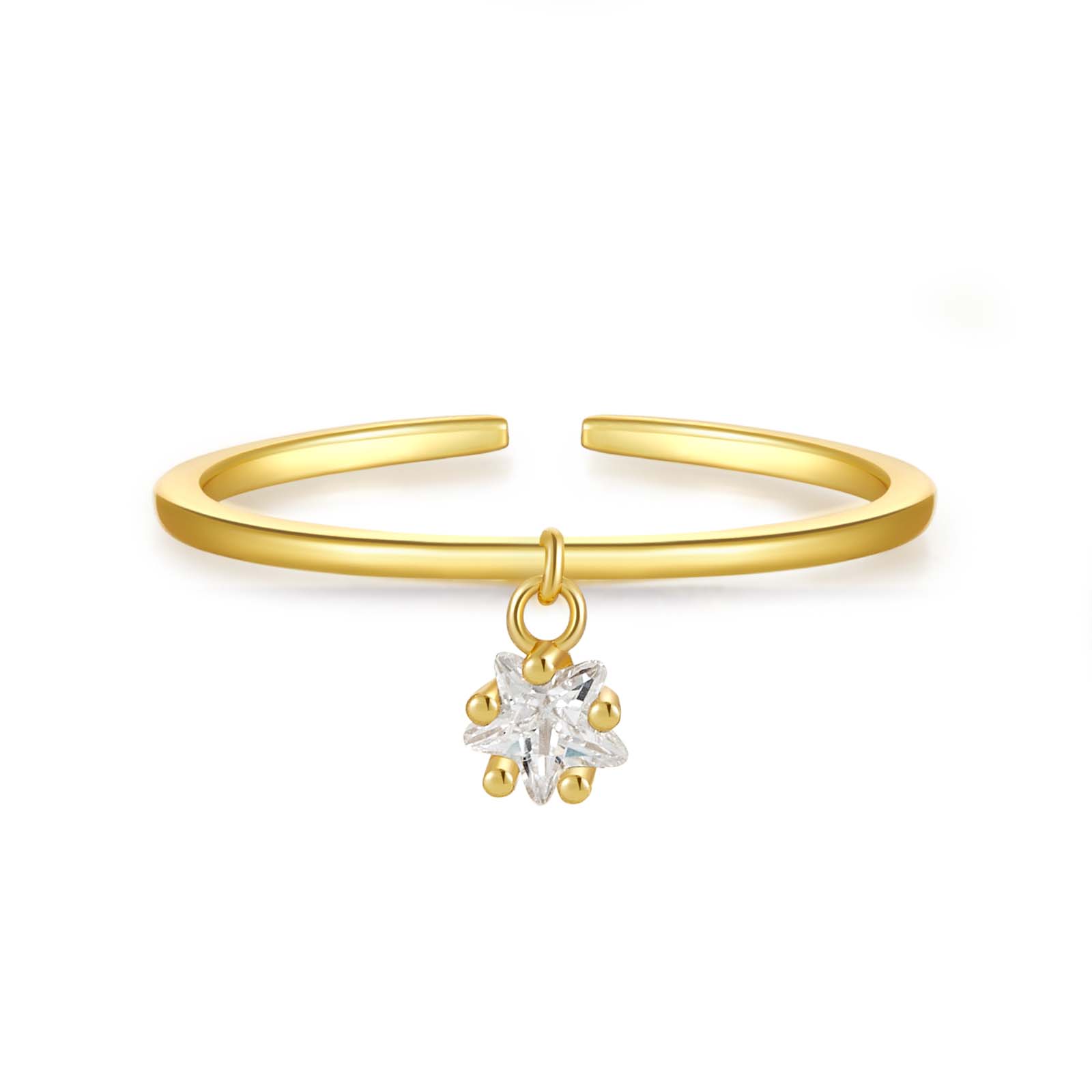 

ANDYWEN 925 стерлінгового срібла, золото, пентаграма, цирконієвий кулон, регульоване кільце, модні прикраси, подарунок для жінок M