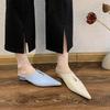 Fashion SUOJIALUN 2025 Spring New Brand Women Slipper Fashion Pointed Toe Slip On Ladies Elegant Mules Shoes Square Low Heel Dress Sanda