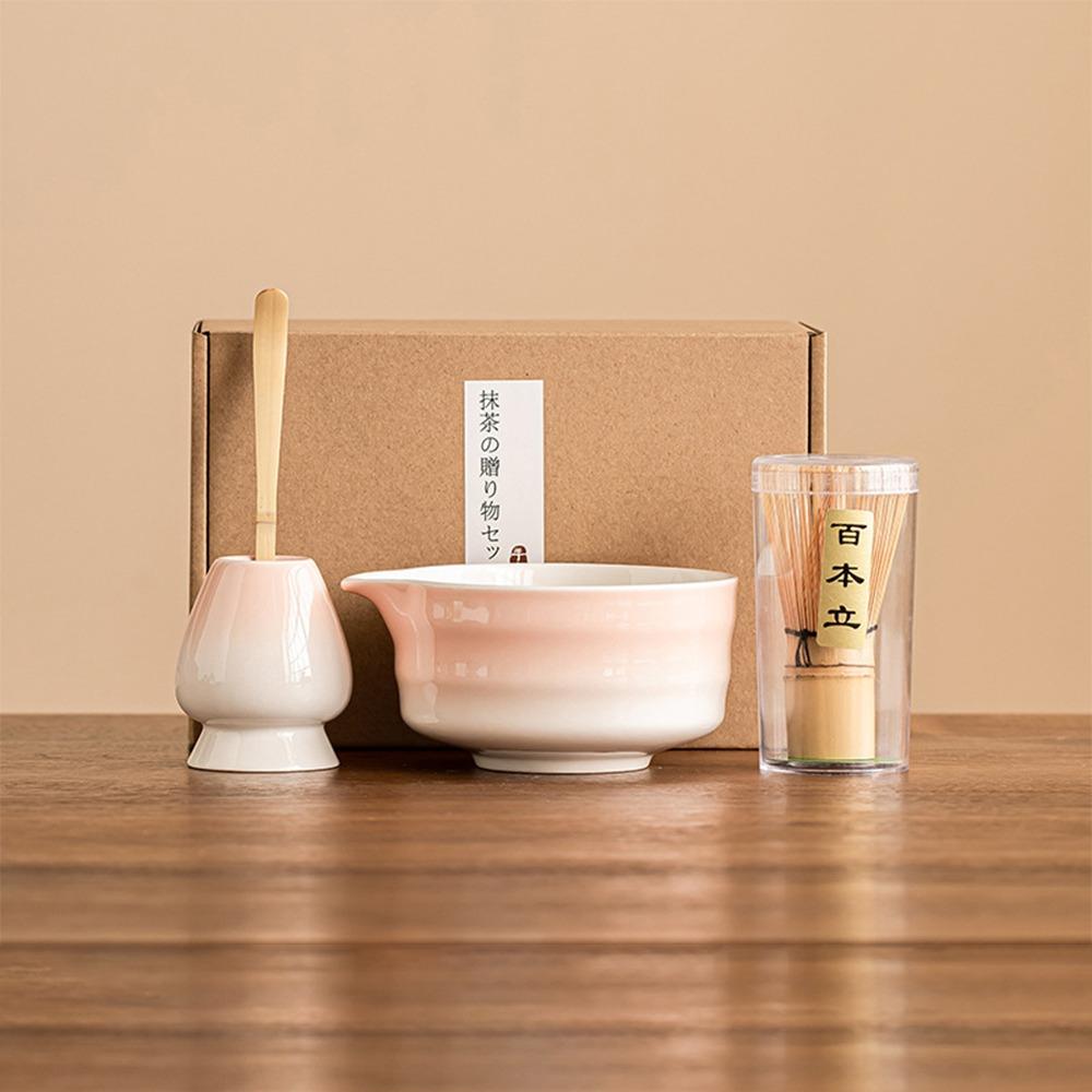 4PCS Food Grade Japanese Matcha Tea Set Bamboo Ceramic Japanese Chasen Matcha Whisk  Stirring