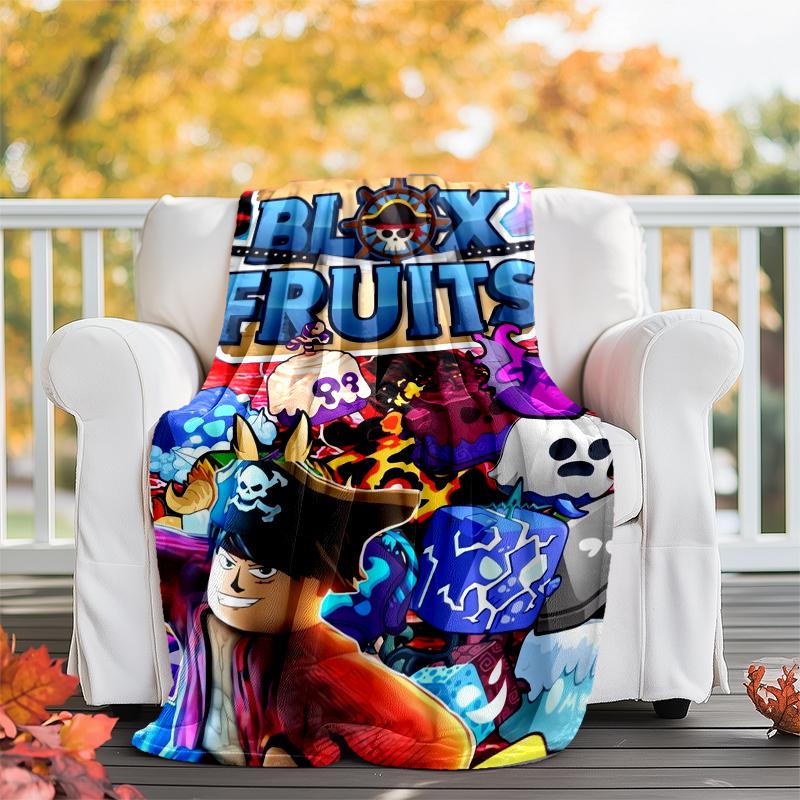 Coperta Stampata Tema Blox Fruits - Perfetta per Divano, Letto, Viaggio e Uso Esterno | Lavabile in Lavatrice, Accogliente e Durevole.