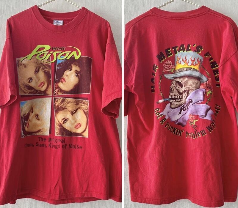 Vtg 90s Poison band 2 sided Red Short Sleeve T shirt Unisex tee NH19600 XXXL