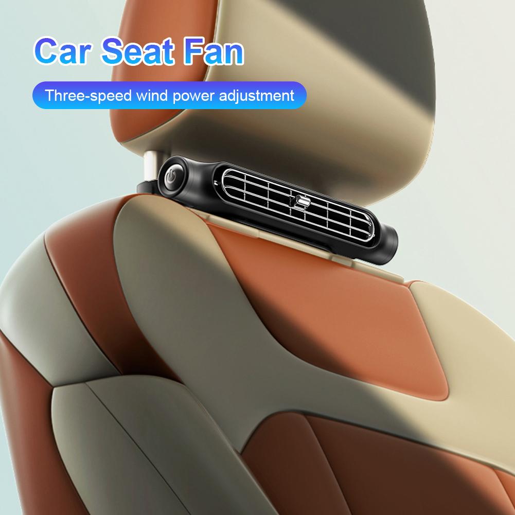 USB Car Rear Seat Fan Rechargeable Car Seat Headrest Fan 3 Speeds Cooling Backseat Fan Summer Accessories for Sedan SUS RV Truck